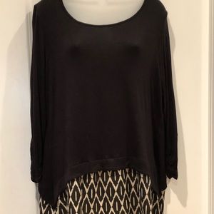 Kate & Mallory Black and Tan Back Lace-Up Top Lg